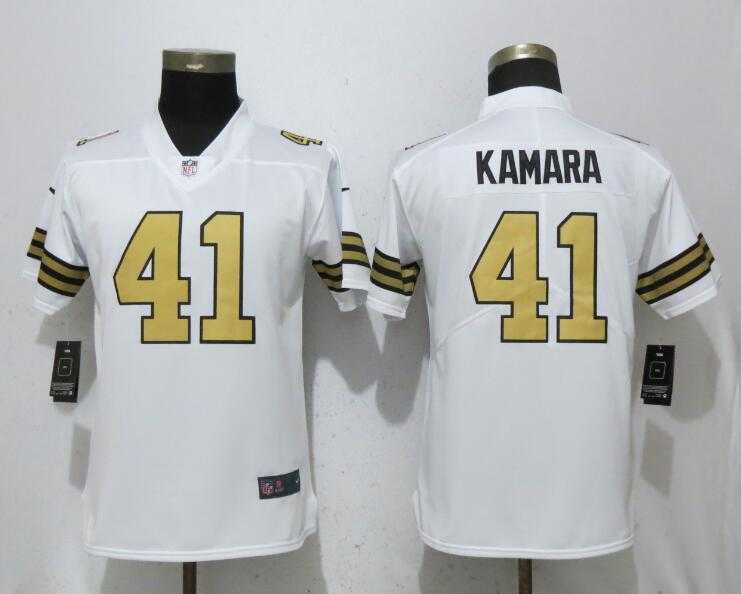 Women Nike Saints 41 Alvin Kamara White Color Rush Limited Jersey,We sell and wholesale Women Nike Saints 41 Alvin Kamara White Color Rush Limited Jersey on line form chian!
